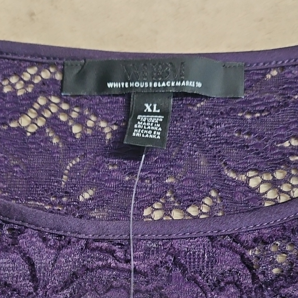 White House Black Market Deep Purple Lace Blouse - Picture 6 of 8